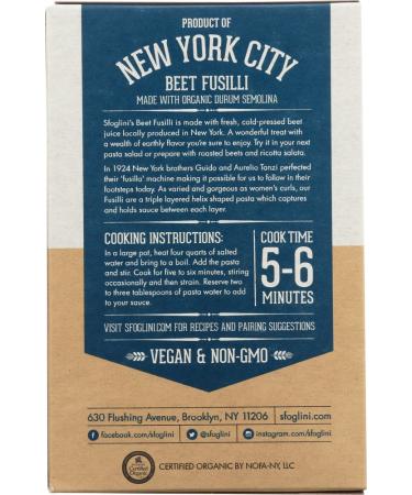 Sfoglini Beet Fusilli 16 Oz - Handcrafted Organic Pasta for Vibrant Meals - Buy Online on GoSupps.com