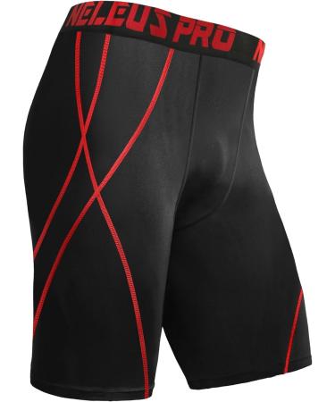 NELEUS Men's 3 Pack Compression Shorts XL - Black/Red/Grey/Navy Blue - Buy Online on GoSupps.com