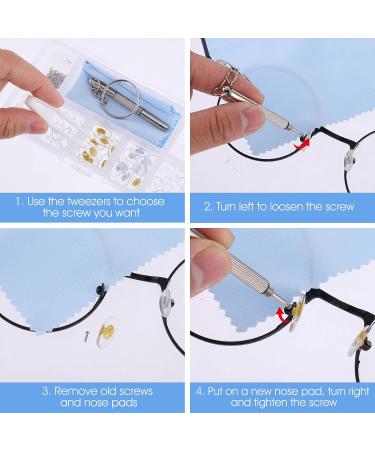 Telooco Glasses Repair Tool Set - Silicone Nose Pads Small Screws Tweezers & Cleaning Cloth - Nasal Cushion Repair Kit - Buy Online on GoSupps.com