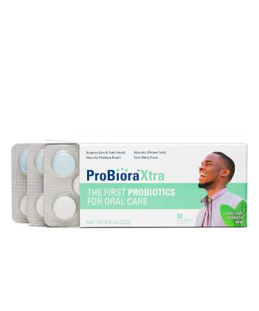 ProBioraXtra Oral-Care Probiotic Mints | Supports Healthy Teeth & Gums | Freshens Breath | Whitens Teeth | ProBiora3 Technology with 3 Probiotic Strains Native to The Mouth | 30 Day Supply (30g)