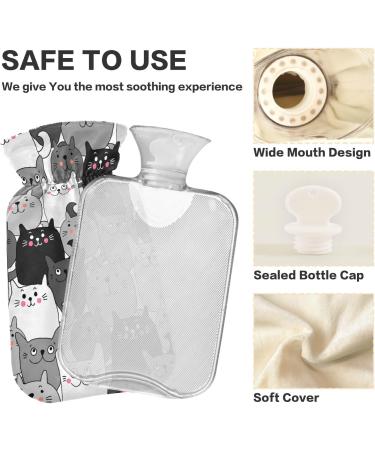 NAANLE Cartoon Cats Transparent 2L Warm Water Bottle - Large Hot & Cold Therapy Bag for Pain Relief Bed & Hand Feet Warmer - Buy Online on GoSupps.com
