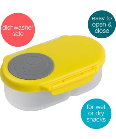 b.box Silicone Food Storage Container with Two Sealed Compartments - Reusable Snack Box for Kids - Lemon Sherbet - Buy Online on GoSupps.com