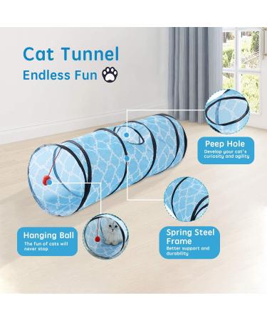 WH Cat Tunnels for Indoor Cats - Collapsible Tube Toy & Interactive Play Tent in Blue - Buy Online on GoSupps.com