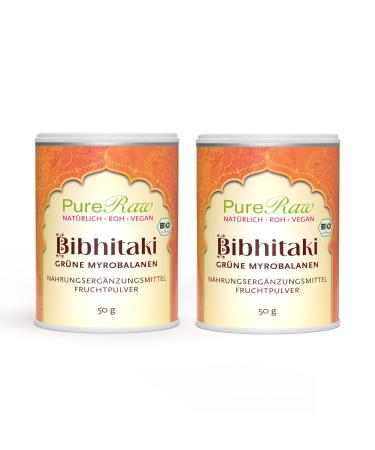 Bibhitaki powder (organic raw food vegan) for Triphala Churna Ayurveda nutrition kitchen Rasayana - Terminalia Bellirica Myrobalan BaHera Beleric Behada Organic Raw Fruit Powder |Pureeraw 100g ( 2x 50g) Bibhitaki 50 g (2 -pack)