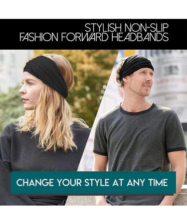 Carede Sweat Band Headbands for Women and Men - Non Slip Wide Headbands for Yoga, Running, Workout - Pack of 6 Black and Grey Fashion Hair Bands - Ideal for Thick Hair and Bike Helmets - Buy Online on GoSupps.com