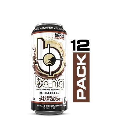 BANG Cookies and Cream Keto Coffee Energy Drink 15 Fl Oz (Pack of 12) - 20g Protein - Coffee Cookies & Cream - Packaging May Vary - Buy Online on GoSupps.com