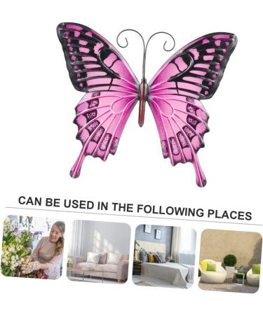 Zerodeko Outdoor Fence 1pc Wrought Iron Butterfly Wall Hanging 3d Vintage Model Inspirational Wall Hanging 25x21.4cm Pink - Buy Online on GoSupps.com