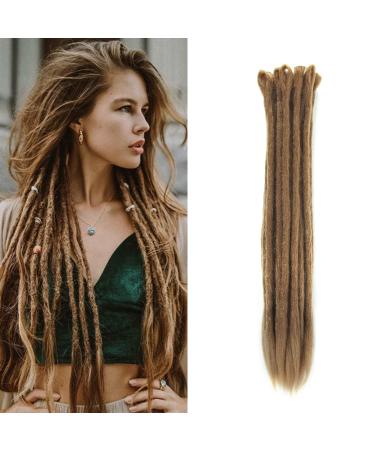 Aosome 20" Dreadlock Extensions Pack of 20 Handmade Synthetic Hair Locs Reggae Hair Extension 27# Brown-20"