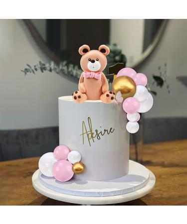 Mini Bear Cake Toppers - Gold, Pink, White Pearl Decorations for Baby Shower & Birthday Party - Teddy Bear Theme Supplies (Pink) - Buy Online on GoSupps.com