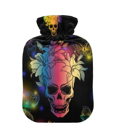 Hot water bottles with cover colorful skull hot water bag for pain relief menstrual cramps heating bag 2 liters
