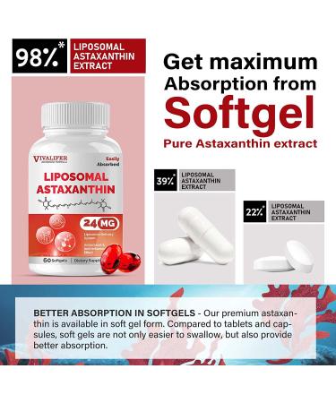 Astaxanthin 24mg Softgels - Immune & Antioxidant Support - Cardiovascular, Brain & Eye Health - Vegan (60 count) - Buy Online on GoSupps.com