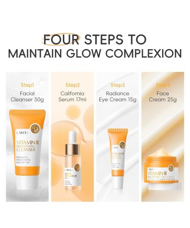 Complete Skincare Set: Vitamin C Serum Cleanser Eye Cream & Face Cream - Pampering Gift Set for Women & Teens - Buy Online on GoSupps.com