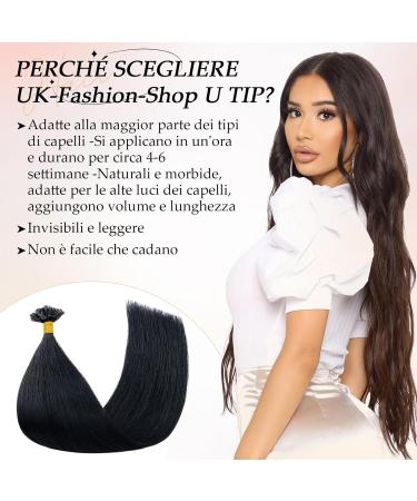 UK Fashion Shop: Real Hair Extensions | 55cm U Tip Remy Bondings 1g/50S - Black #1 - Buy Online on GoSupps.com