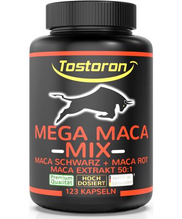 Tostoron Mega Maca Mix highly dose - get the Tostoron Hammer right home now!123 capsules with maca black + maca red + maca extract 50: 1 |Plus vitamin B5 selenium zinc - 1 can (1x101.5g) - Buy Online on GoSupps.com