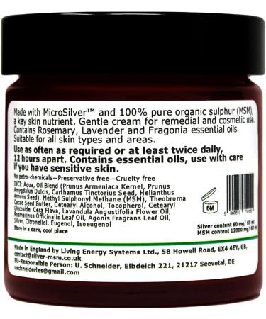  argentum plus Silver MSM Cream with essential oils of lavender fragonia and rosemary (60 ml) - Buy Online on GoSupps.com