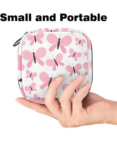 Buy Women's Binding Storage Bag - Menstrual Cup Pocket & Tampon Bag for Teens & Women - Portable Period Bag with Pink Butterflies - Buy Online on GoSupps.com