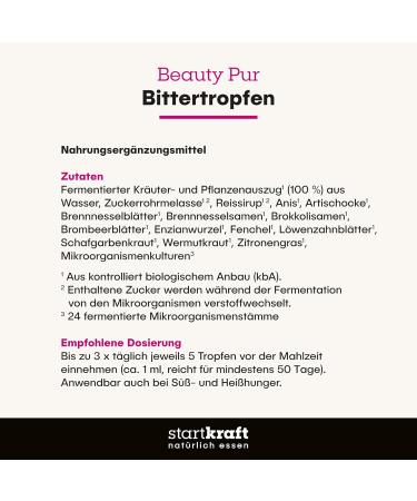 Starting Force Beauty PUR 50ML Bitter Drops - Vegan Alcohol-Free 24 Fermented Microorganisms Gluten & Lactose-Free No Artificial Additives - Buy Online on GoSupps.com