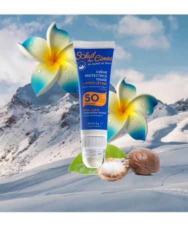Combi Cr me Solaire Protectrice Visage + Stick L vre SPF50 - Ski Sports d'Hiver et Montagne - Mono de Tahiti et Karit - Protection et forte Hydratation - Buy Online on GoSupps.com