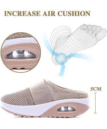 Sharllen Women's Air Cushion Slip-On Walking Shoes - Beige - Buy Online on GoSupps.com