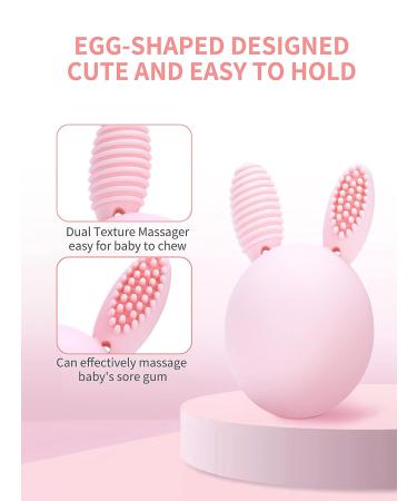Bunny Eggy Teether - Baby Teething Toy and Rattle for Boys and Girls - Pink - Buy Online on GoSupps.com