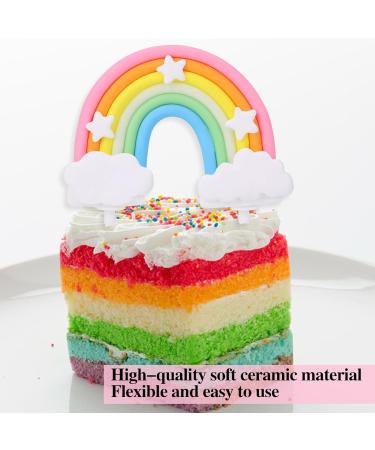 Rainbow Cake Topper Soft Pottery Rainbow Cake Decorations Colorful Rainbow Cupecake Topper personalized Cake Topper Happy Birthday Cake Toppers Birthday Party Decorations Supplies - Buy Online on GoSupps.com