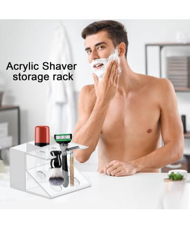 Clear Acrylic Razor Holder & Brush Stand | Multifunctional Cosmetic Organizer for Razors Toothbrushes and Shaving Cream - Buy Online on GoSupps.com