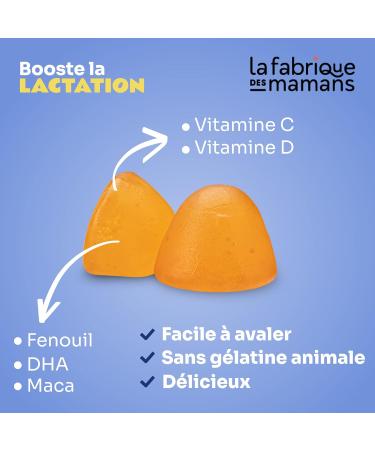 La Fabrique des Mamans - Breastfeeding - Gummies Dietary Supplement - Boosts lactation - Reduces Fatigue - Fennel DHA Maca Vitamin C and D - Made in France - 42 Gummies - Buy Online on GoSupps.com