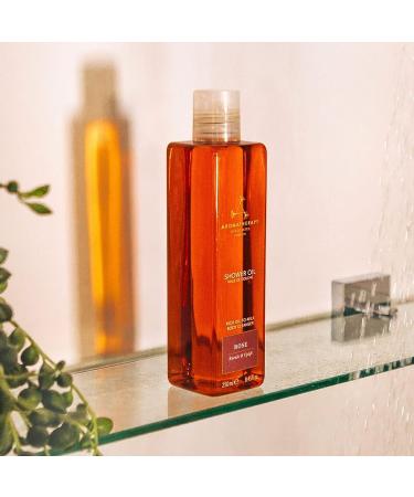 Aromatherapy Associates Rose Shower Oil 250ml - Rejuvenating Therapeutic Rose & Geranium Palmarosa | Luxurious Oil-to-Milk Formula | Enrich & Uplift Skin Senses (Pack of 1) - Buy Online on GoSupps.com