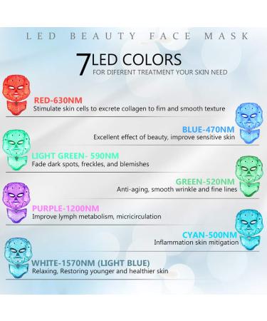LED Face Mask Light Therapy | 7 Color Skin Rejuvenation & Anti-Aging Treatment for Face & Neck - Buy Online on GoSupps.com
