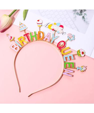 NVENF Birthday Girl Headband - Happy Birthday Crown Tiara for Girls - Cake and Candy Design - Buy Online on GoSupps.com