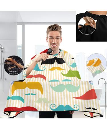 Visesunny Colored Mustache Vintage Barber Cape - Anti-Static Water-Resistant Hair Cutting Bib | Professional Salon Polyester Adjustable Snap Closure - Buy Online on GoSupps.com