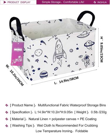 Rectangular Fabric Storage Basket for Toys, Books, Clothes - Rec Spaceships Design - Buy Online on GoSupps.com
