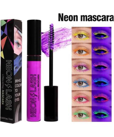Mascara lumineux UV Fluorescent de couleur arc - en - ciel de couleur n on imperm able l'eau extension de cils boucl s extension de mascara Halloween Party stage use (#3 Orange) - Buy Online on GoSupps.com