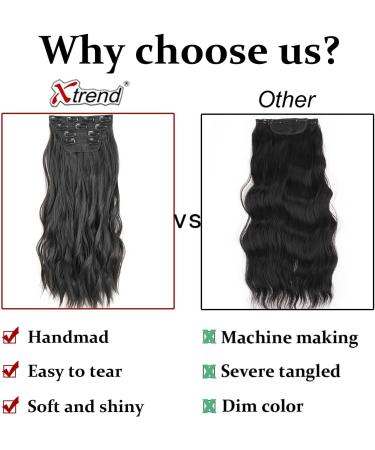 Xtrend 20Inch hair extensions Clip in Hair Extensions Synthetic Hair pieces for Women Honey Blonde Mix Lightest Blonde Highlights - Buy Online on GoSupps.com