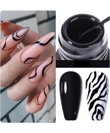 Liner Nail Gel Polish - Black Gel Liner Nail Art Polish Soak Off French Manicure Gel for Drawing Lines and Color Painting UV Liner Gel for Nail Starter Home DIY Nail Art - Buy Online on GoSupps.com