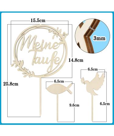 Colofalla 3-Piece Wooden Cake Topper for Baptism - Adorable Deaf Fish Decoration for Girls' Parties - Buy Online on GoSupps.com