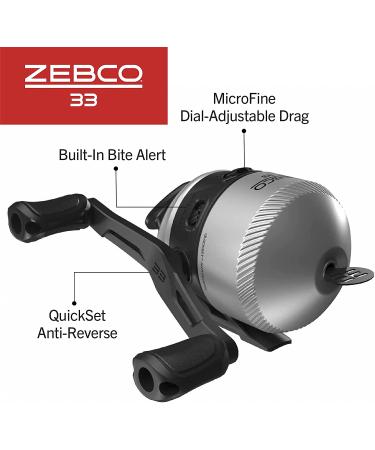 Zebco 33 Spincast Reel & Fishing Rod Combo | 6ft, Quickset Anti-Reverse, Bite Alert | Comfortable EVA Handle | SilverBlack - Buy Online on GoSupps.com