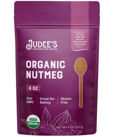 Judee's Organic Nutmeg Powder 4 oz - Non-GMO - Gluten-Free and Keto-Friendly - Great for Spices and Seasonings - Enhance Flavor in Coffee Smoothie or Golden Milk Nutmeg 4 Ounce (Pack of 1)