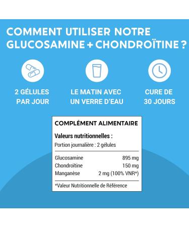 GLUCOSAMINE + CHONDROITIN | Painful joints Mobility | 60 capsules | Dietary supplement | Made in France | Glucosamine chondroitin - Buy Online on GoSupps.com