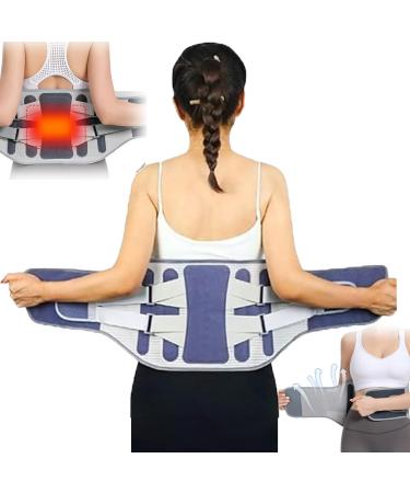 Back Reliever Spinal Decompression Belt Lower Back Stretcher Support Brace Adjustable Lumbar Support Waist Wrap Lumbar Traction Device for Women & Men Relief of Back and Lumbar Blue-without Cushion L