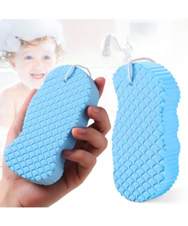 2 Pcs Super Soft Exfoliating Bath Sponge  Ultra Soft Bath Sponges for Shower Reusable 3D Bath Sponge Shower Brush Painless Dead Skin Remover Body Sponge for Adults Children Pregnant  Blue