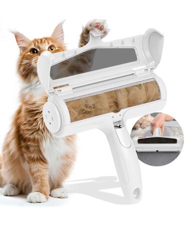 ACE2ACE Pet Hair Remover Roller Reusable Lint Roller with Visable Window Dog Cat Hair Remover Brush Surface Fur Removal Tool for Furniture Couch Carpet and Bedding White