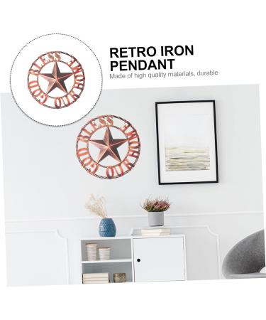 Cabilock Retro Wrought Iron Disc Ornament Rustic Decor for Home Wall Creative Hanging Decor Indoor Crafts - Buy Online on GoSupps.com