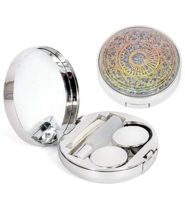 YiQiYi Exquisite Eye Lenses Container- Drift Sand Contact Lens Case Contact Lens Containers Remover Kit Set with Mirror Eye Remover Tool Travel Home Holder Case (Sliver) 2-Silver