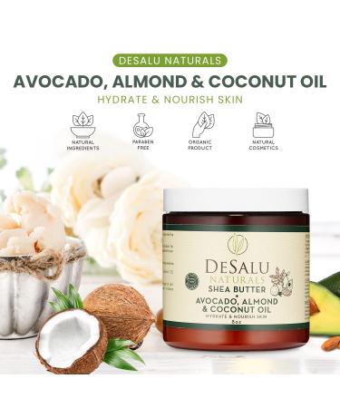 Desalu Naturals Pure Unrefined Shea Butter with Avocado, Almond, and Coconut Oil - 100% Natural African Shea Butter for All Skin Types - Buy Online on GoSupps.com
