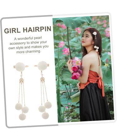 minkissy 1 pair fringe clip crystal hair clip vintage hair clip wedding hair barrettes pompom tassel hairpin crystal hair barrettes ladies suits Plush pearl bridesmaid flowers white - Buy Online on GoSupps.com