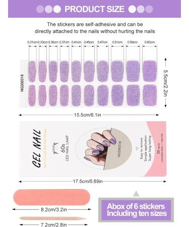 Kalolary 20PCS Glitter Purple Nail Gel Polish Strips - Self-Adhesive Full Wraps | Nail Stickers for UV/LED Lamp | Cured Gel Nail Decals - Buy Online on GoSupps.com