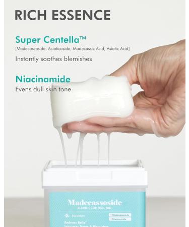 DERMAL Madecassoside Blemish Control Pad - Vegan Korean Toner for Blemish & Tone Improvement with Centella Asiatica - 120 High Capacity Tencel Sheets - Buy Online on GoSupps.com