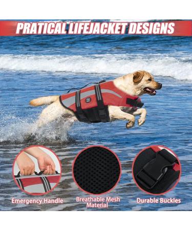 Emust Lifeguard Dog Life Jacket - Lightweight Swimming Vest for Small Medium & Large Dogs - Red XL - Ideal for Boating & Water Safety - Buy Online on GoSupps.com