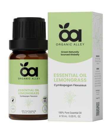 Lemongrass Essential Oil by Organic Alley | 100% Pure Undiluted | Fresh Citrus Oil for Diffuser Home DIY Cleaning Blends Steam-Distilled | Cymbopogon Flexuosus | 0.33 fl oz